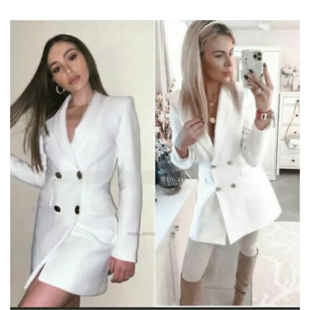 ZARA DOUBLE-BREASTED CROSSOVER FROCK COAT BLAZER - Picture 5 of 6